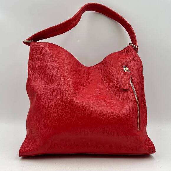 Tote Le Monde Red Leather Shoulder Bag - Picture 7 of 7
